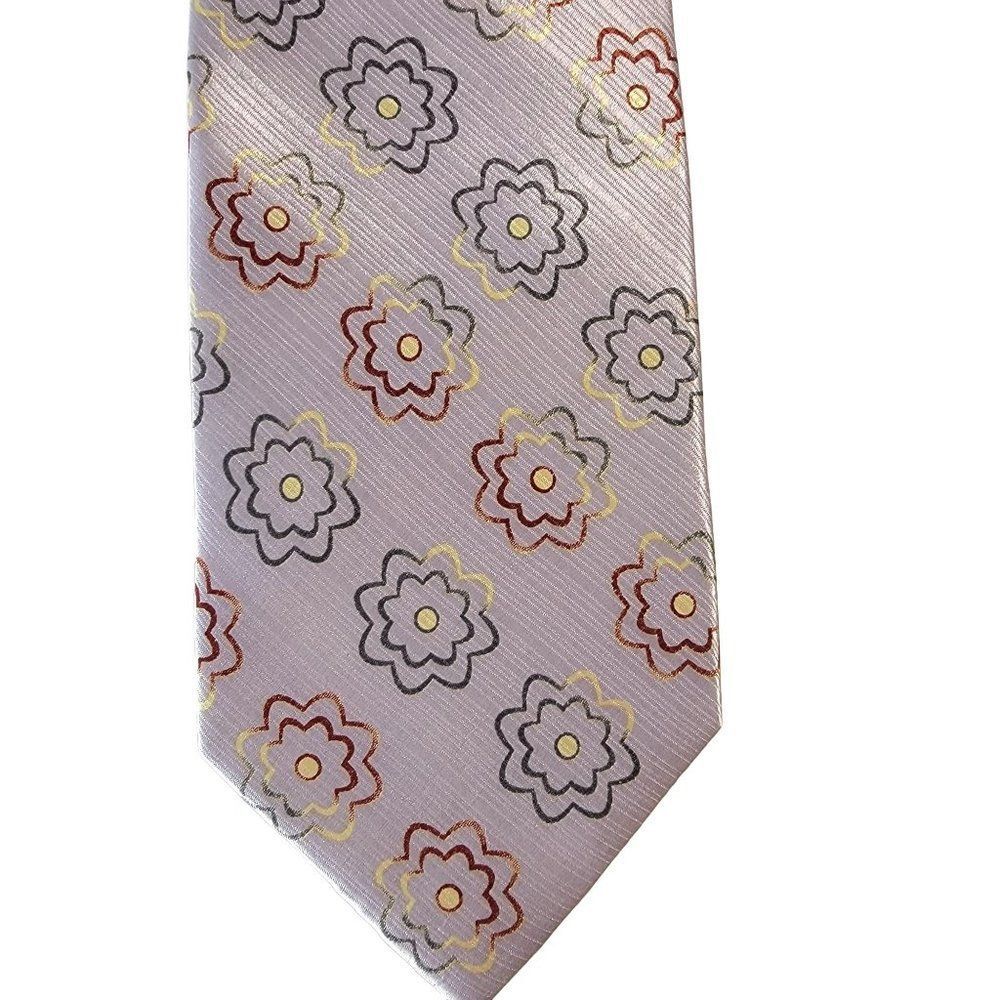 Renzo 100% Silk Lavender Floral‎ Mens Neck Tie 58X4 Purple Silky Flowers